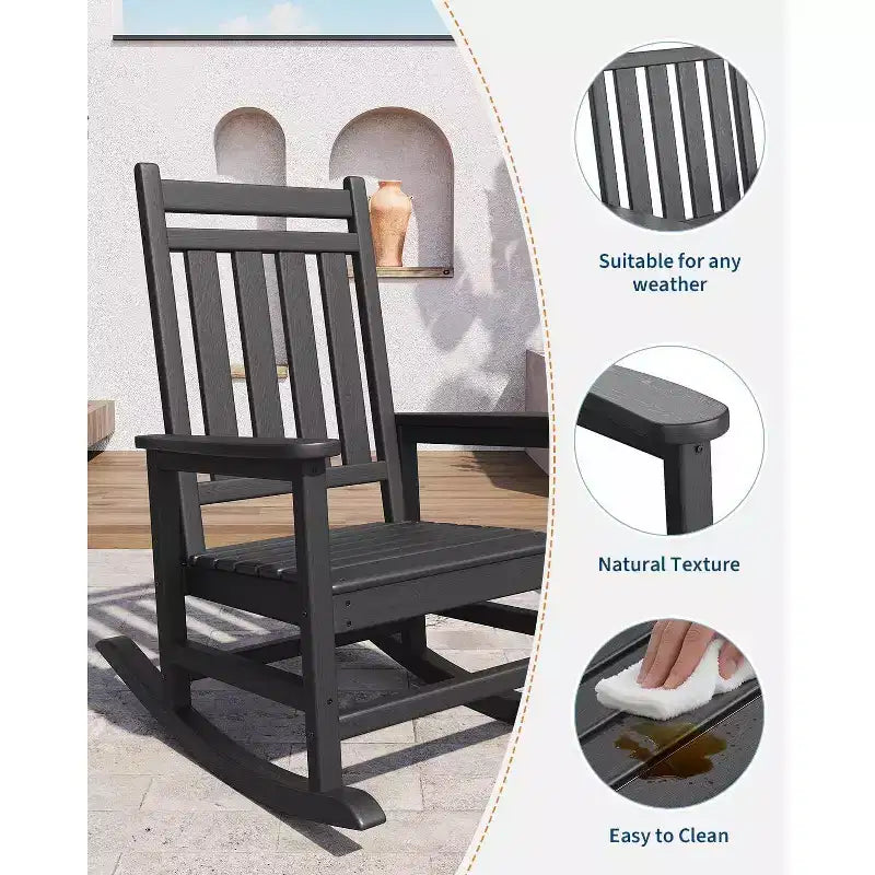 Acekool 40 Fauteuil à bascule extérieur surdimensionné - Bascule spacieuse tout temps avec conception ergonomique pour patio et véranda