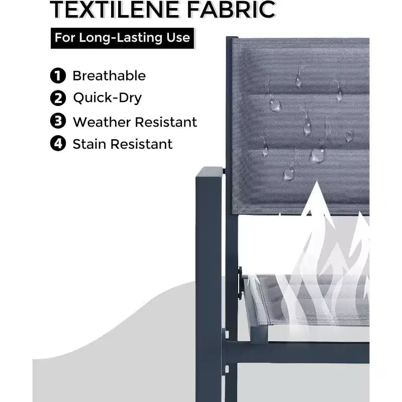 Acekool, ensemble de 2 chaises de salle à manger d'extérieur empilables avec cadre en aluminium et accoudoirs, chaises de patio légères pour la cour et le jardin.