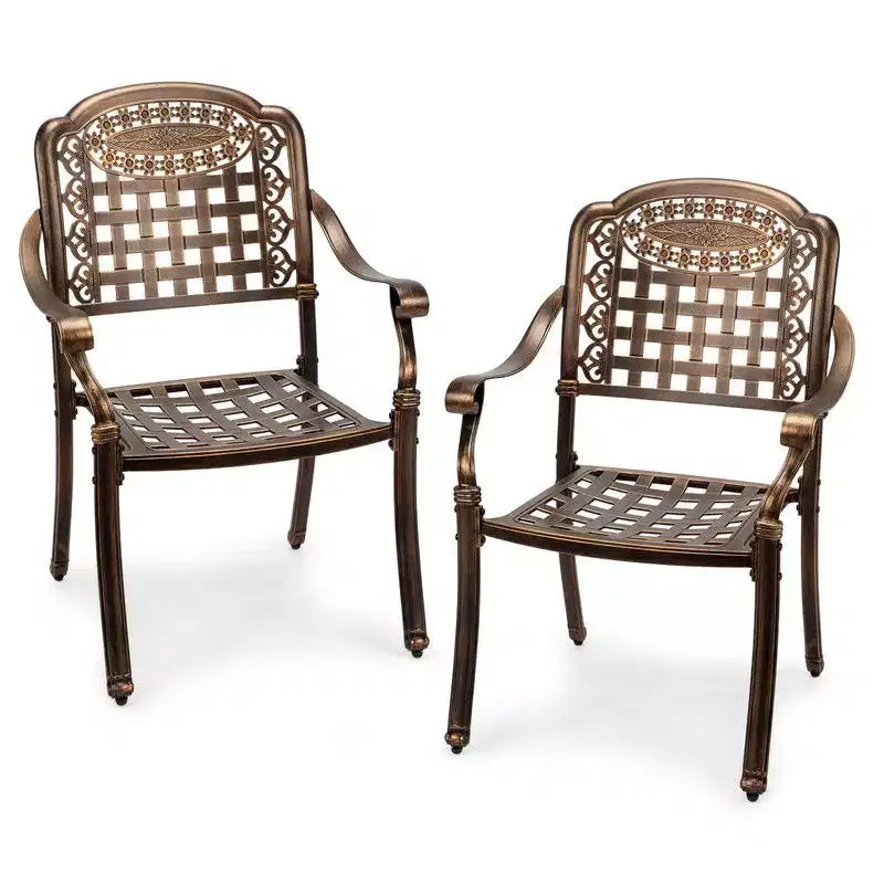 Karl Home |Bronze Aluminum Outdoor Stackable Dining Armchair (Set Of 2)