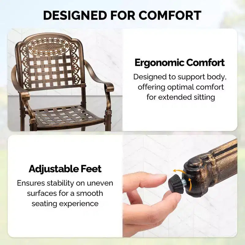 Karl Home | Fauteuil de salle à manger empilable extérieur en bronze et aluminium (lot de 2)