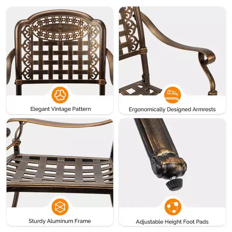 Karl Home | Fauteuil de salle à manger empilable extérieur en bronze et aluminium (lot de 2)