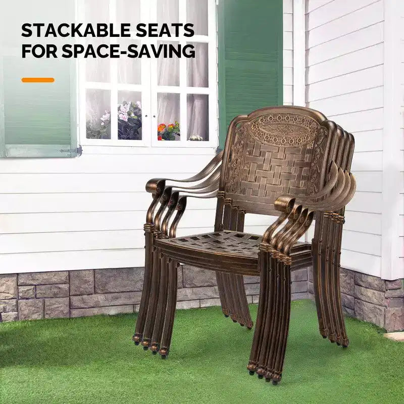 Karl Home | Fauteuil de salle à manger empilable extérieur en bronze et aluminium (lot de 2)