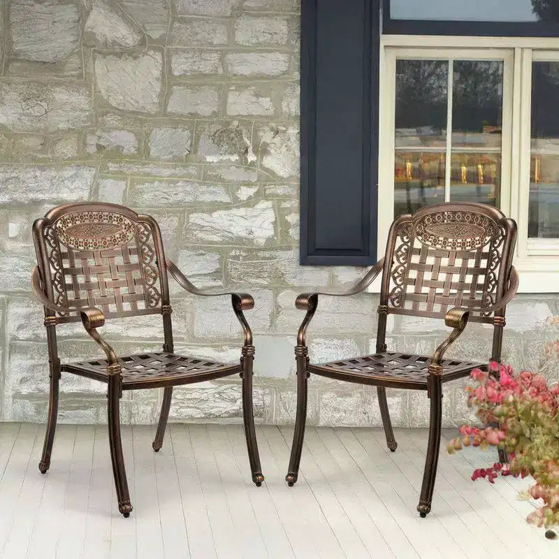 Karl Home | Fauteuil de salle à manger empilable extérieur en bronze et aluminium (lot de 2)