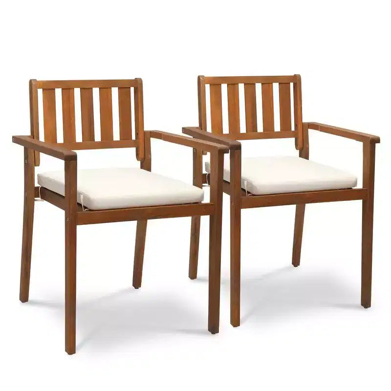 Karl Home |Patio Wooden Stacking Chair(Set of 2)