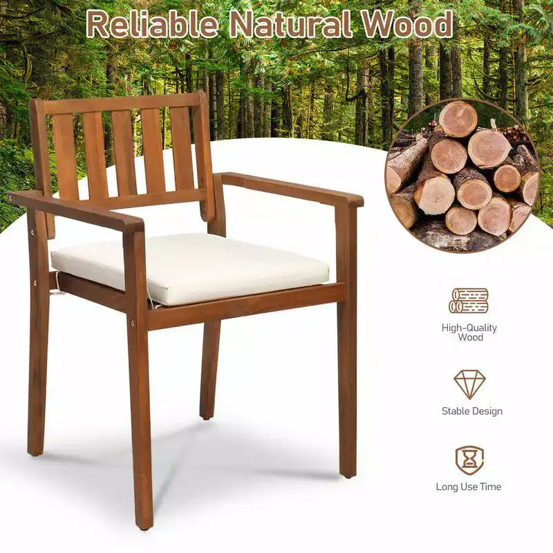 Karl Home | Chaise de jardin empilable en bois (lot de 2)