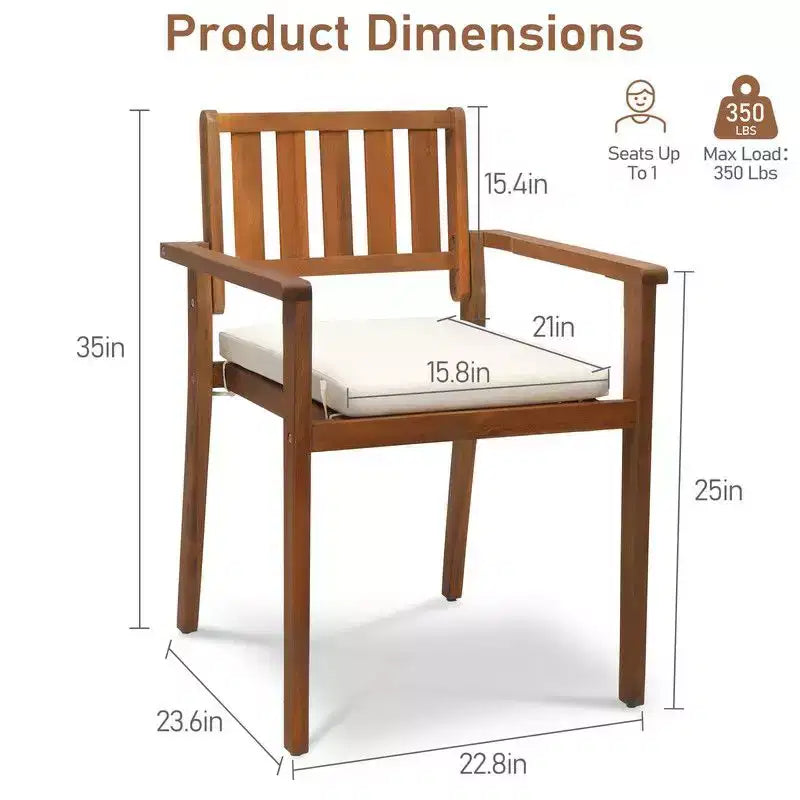 Karl Home | Chaise de jardin empilable en bois (lot de 2)