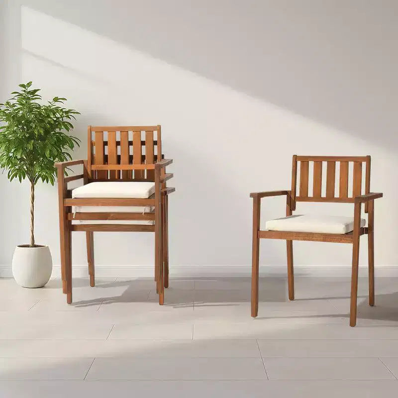 Karl Home | Chaise de jardin empilable en bois (lot de 2)