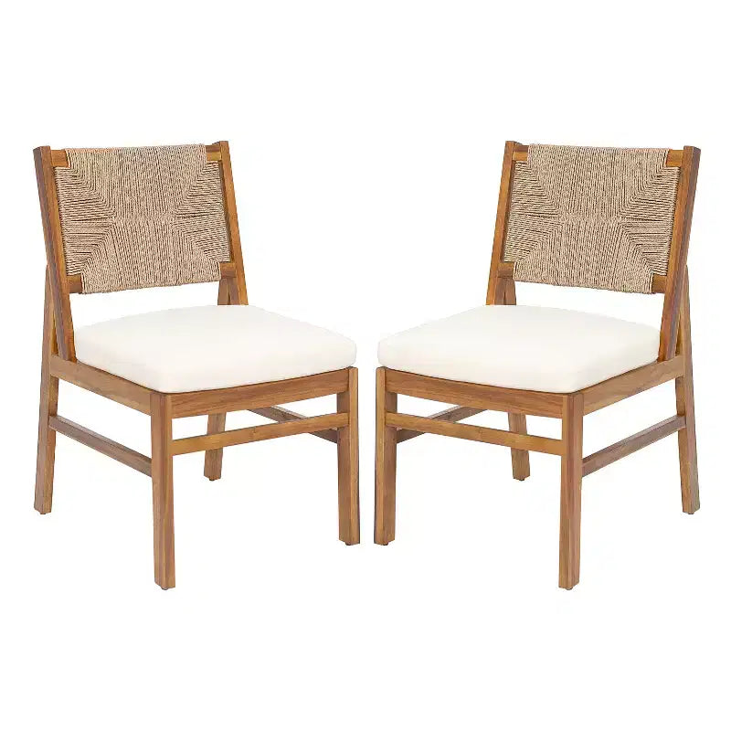 Christopher Knight Home Darcy - Chaise de salle à manger d'extérieur rustique en bois d'acacia avec dossier en osier tressé et coussin