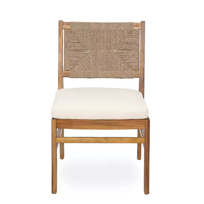 Christopher Knight Home Darcy - Chaise de salle à manger d'extérieur rustique en bois d'acacia avec dossier en osier tressé et coussin