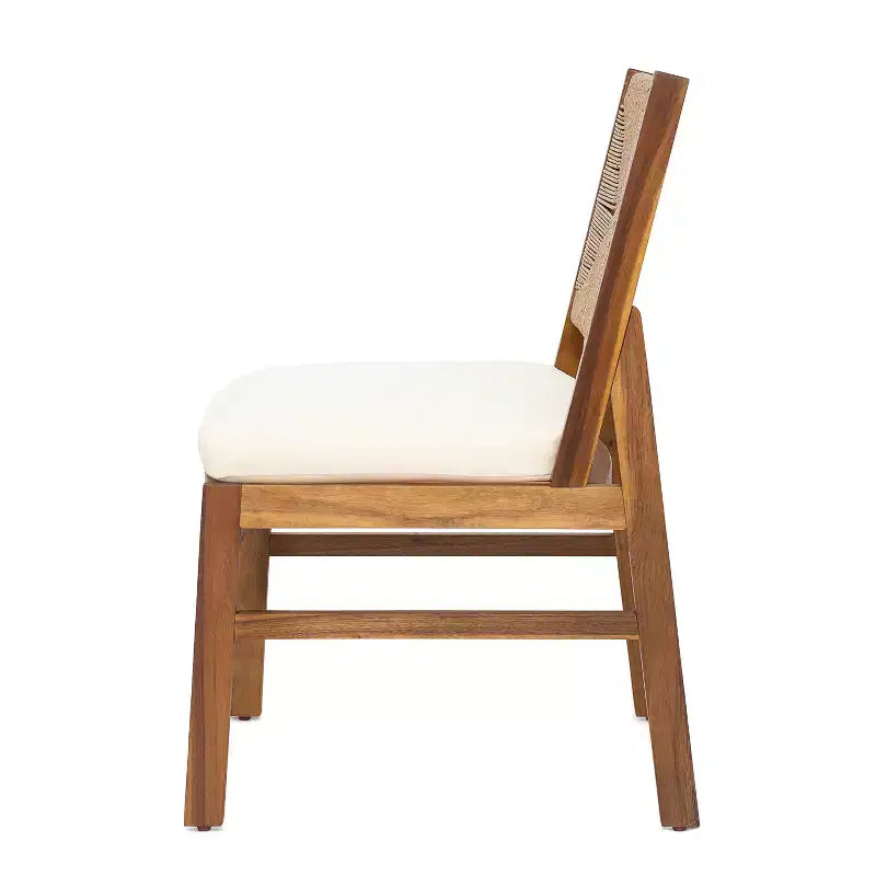 Christopher Knight Home Darcy - Chaise de salle à manger d'extérieur rustique en bois d'acacia avec dossier en osier tressé et coussin
