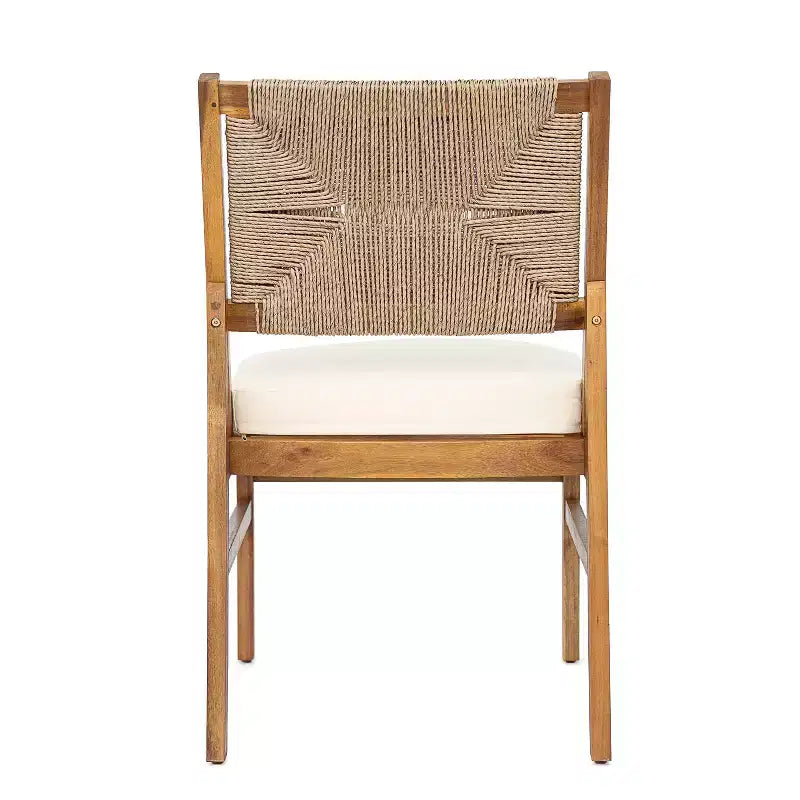 Christopher Knight Home Darcy - Chaise de salle à manger d'extérieur rustique en bois d'acacia avec dossier en osier tressé et coussin