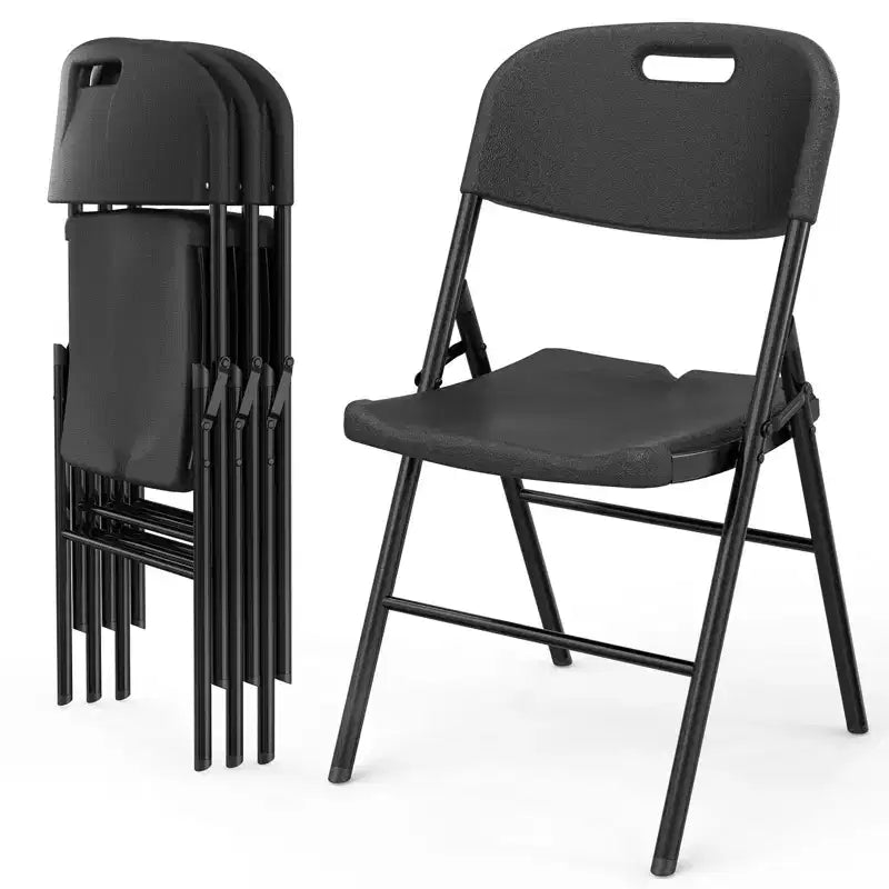 Karl Home | Chaise pliante empilable en plastique/résine, ensemble de chaises pliantes (lot de 4)