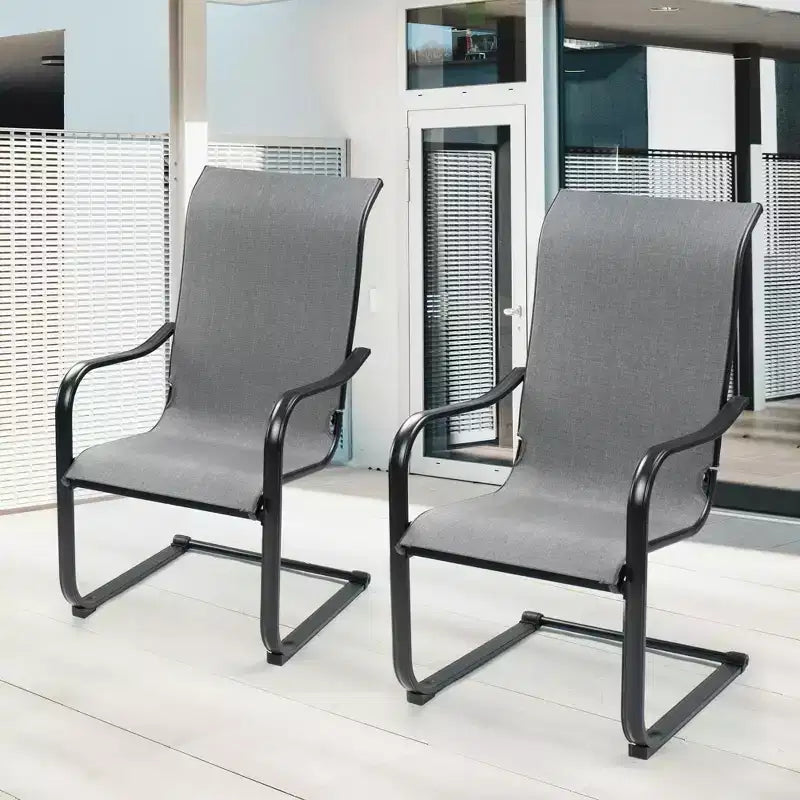 Kozyard Lot de 2 chaises de patio C-Spring Chaises de salle à manger d'extérieur à dossier haut avec tissu textilène respirant et cadre en métal durable