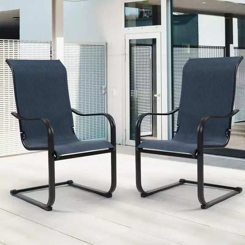 Kozyard Lot de 2 chaises de patio C-Spring Chaises de salle à manger d'extérieur à dossier haut avec tissu textilène respirant et cadre en métal durable