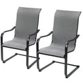 Kozyard C-Spring Patio Chair Set of 2  High-Back Outdoor Dining Chairs with Breathable Textilene Fabric and a Durable Metal Frame
