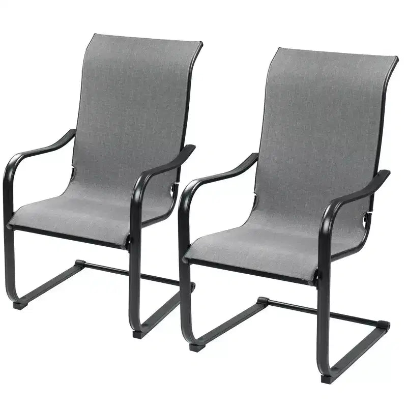 Kozyard C-Spring Patio Chair Set of 2  High-Back Outdoor Dining Chairs with Breathable Textilene Fabric and a Durable Metal Frame