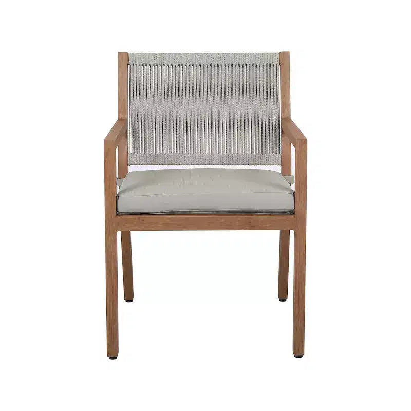 Meridian Furniture, Chaises de salle à manger d'extérieur Maui en tissu gris résistant à l'eau, lot de 2
