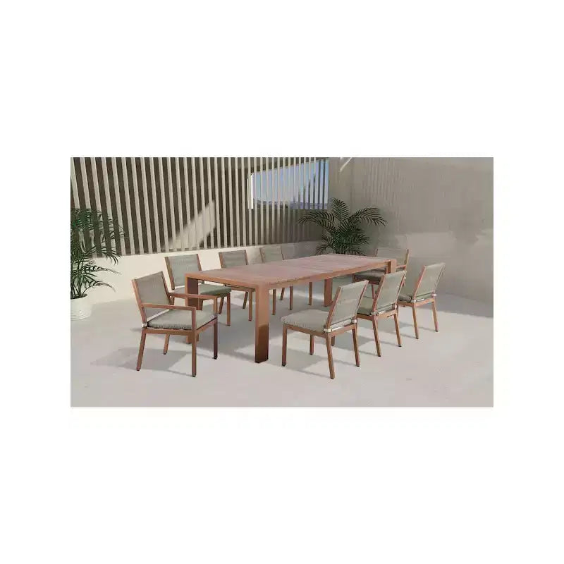 Meridian Furniture, Chaises de salle à manger d'extérieur Maui en tissu gris résistant à l'eau, lot de 2