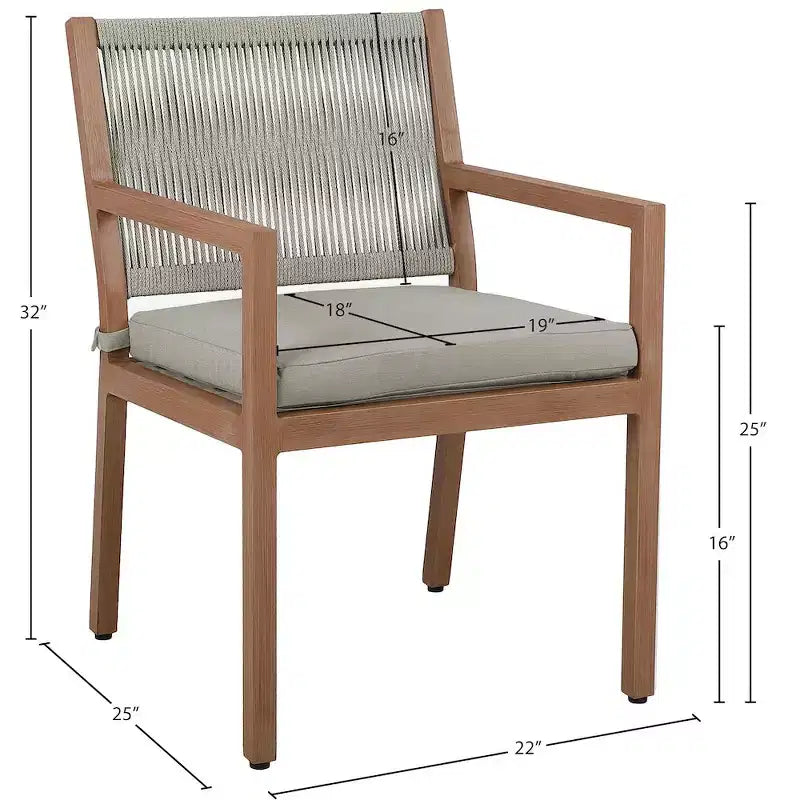 Meridian Furniture, Chaises de salle à manger d'extérieur Maui en tissu gris résistant à l'eau, lot de 2