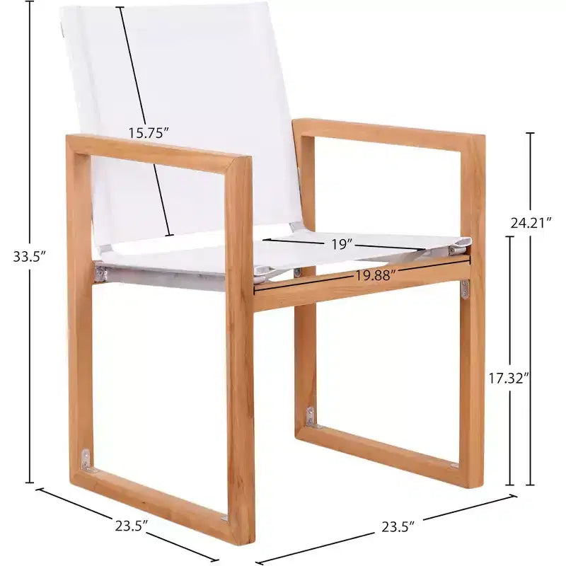 Meridian Furniture, Chaise de salle à manger d'extérieur Tulum en tissu résistant à l'eau avec accoudoirs
