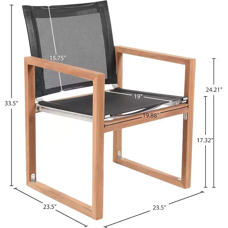 Meridian Furniture, Chaise de salle à manger d'extérieur Tulum en tissu résistant à l'eau avec accoudoirs