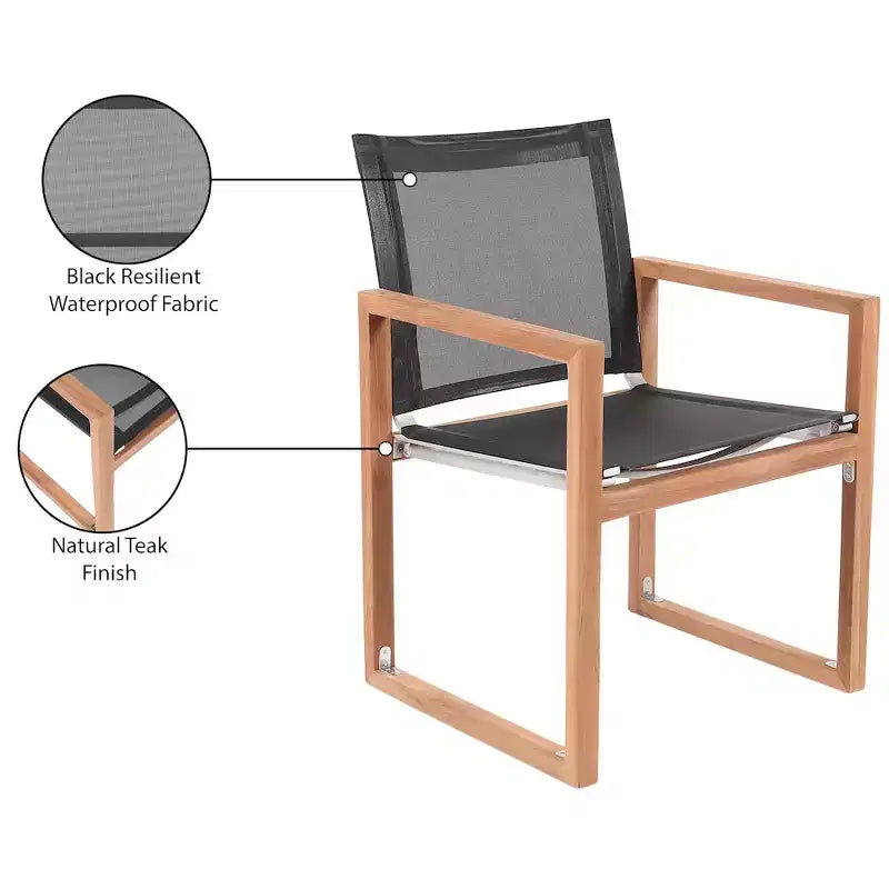 Meridian Furniture, Chaise de salle à manger d'extérieur Tulum en tissu résistant à l'eau avec accoudoirs