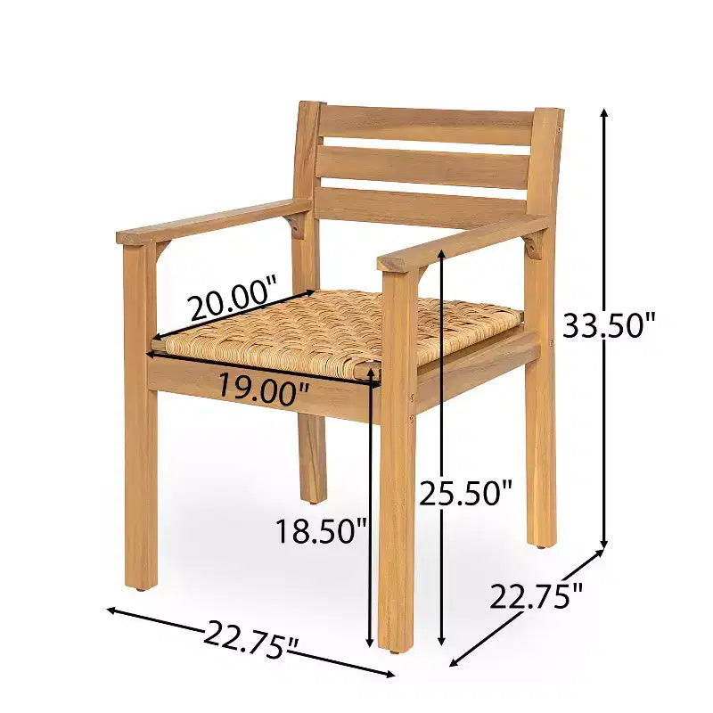 Chaises de salle à manger d'extérieur en bois et rotin avec sièges tressés Arnold de Christopher Knight Home (lot de 2)
