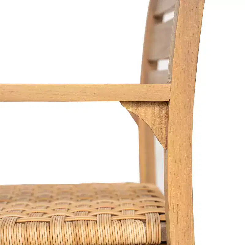 Chaises de salle à manger d'extérieur en bois et rotin avec sièges tressés Arnold de Christopher Knight Home (lot de 2)