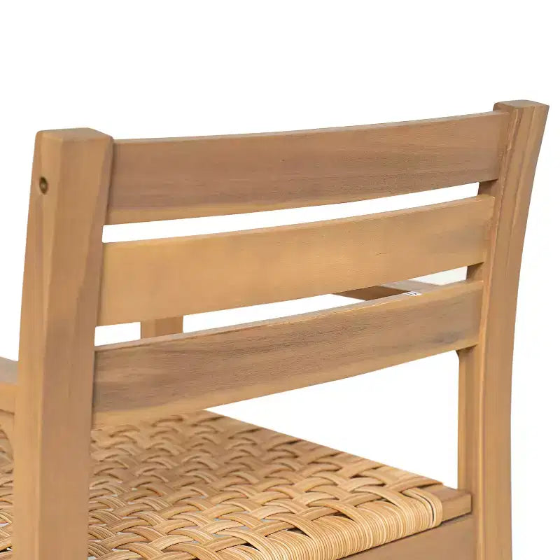 Chaises de salle à manger d'extérieur en bois et rotin avec sièges tressés Arnold de Christopher Knight Home (lot de 2)