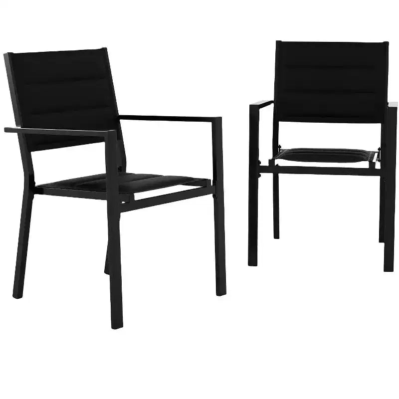 Patio Dining Chairs Set of 2, Outdoor Stackable Dining Chairs with Armrest, High Back Aluminum Chair with Breathable Textilene Fabric for Backyard
