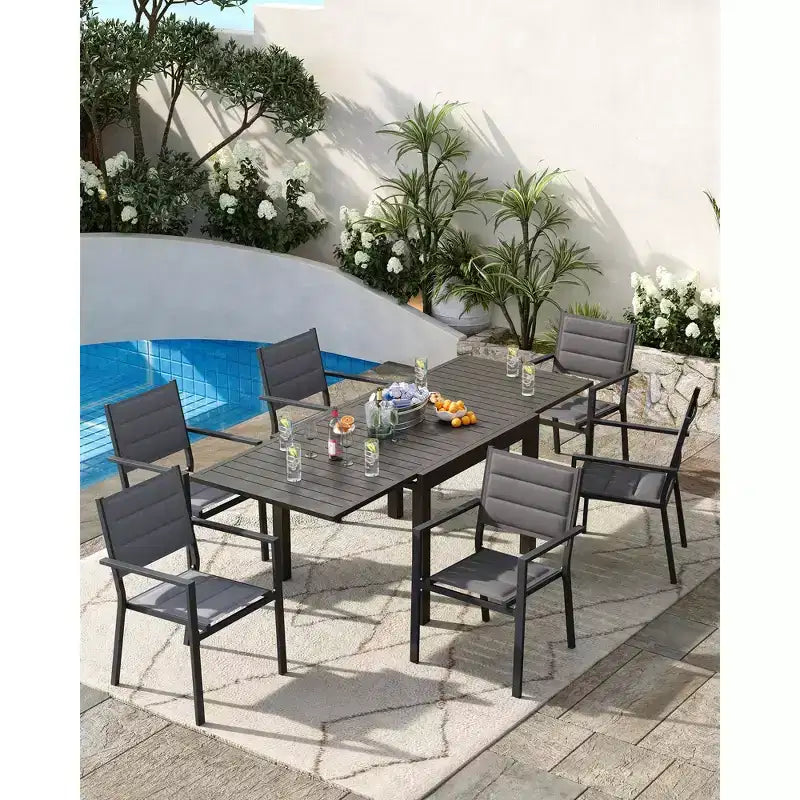 Lot de 4 chaises de salle à manger de patio, chaises de salle à manger empilables d'extérieur avec accoudoirs, chaise de bistro en aluminium avec tissu textilène respirant pour jardin