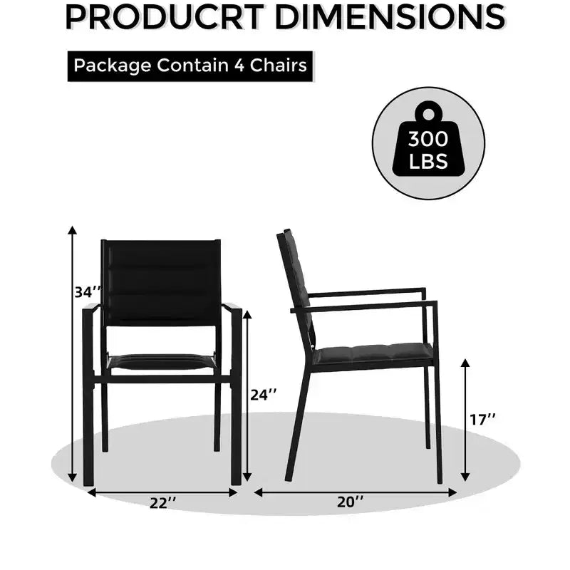 Lot de 4 chaises de salle à manger de patio, chaises de salle à manger empilables d'extérieur avec accoudoirs, chaise de bistro en aluminium avec tissu textilène respirant pour jardin