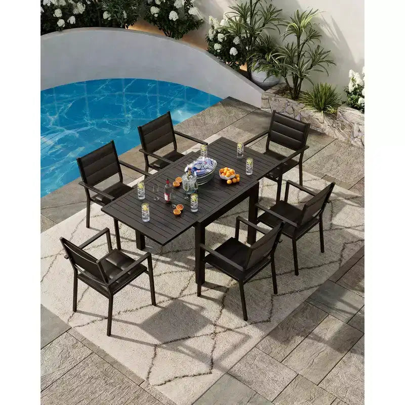 Lot de 4 chaises de salle à manger de patio, chaises de salle à manger empilables d'extérieur avec accoudoirs, chaise de bistro en aluminium avec tissu textilène respirant pour jardin