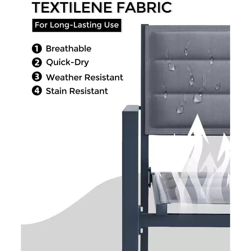 Lot de 4 chaises de salle à manger de patio, chaises de salle à manger empilables d'extérieur avec accoudoirs, chaise de bistro en aluminium avec tissu textilène respirant pour jardin