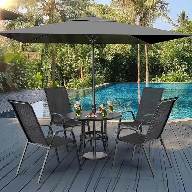 VINGLI Lot de 2 chaises de patio empilables d'extérieur avec dossier haut confortable et accoudoirs pour pelouse, balcon, jardin, noir