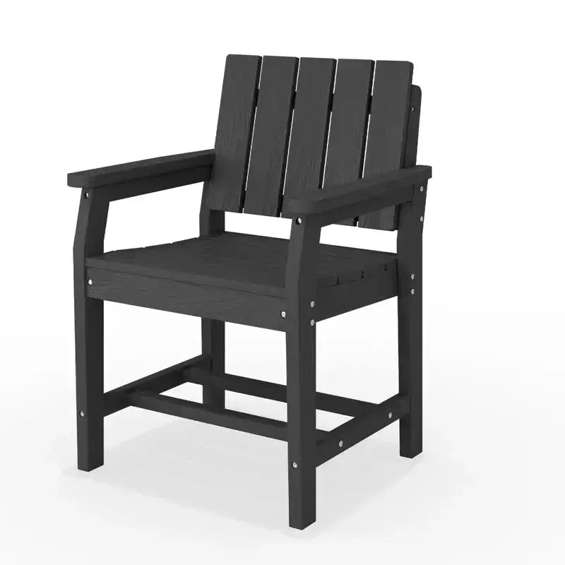 Fauteuil de salle à manger d'extérieur moderne Hyleory en PEHD, chaise de patio résistante aux intempéries avec dossier à lattes classique