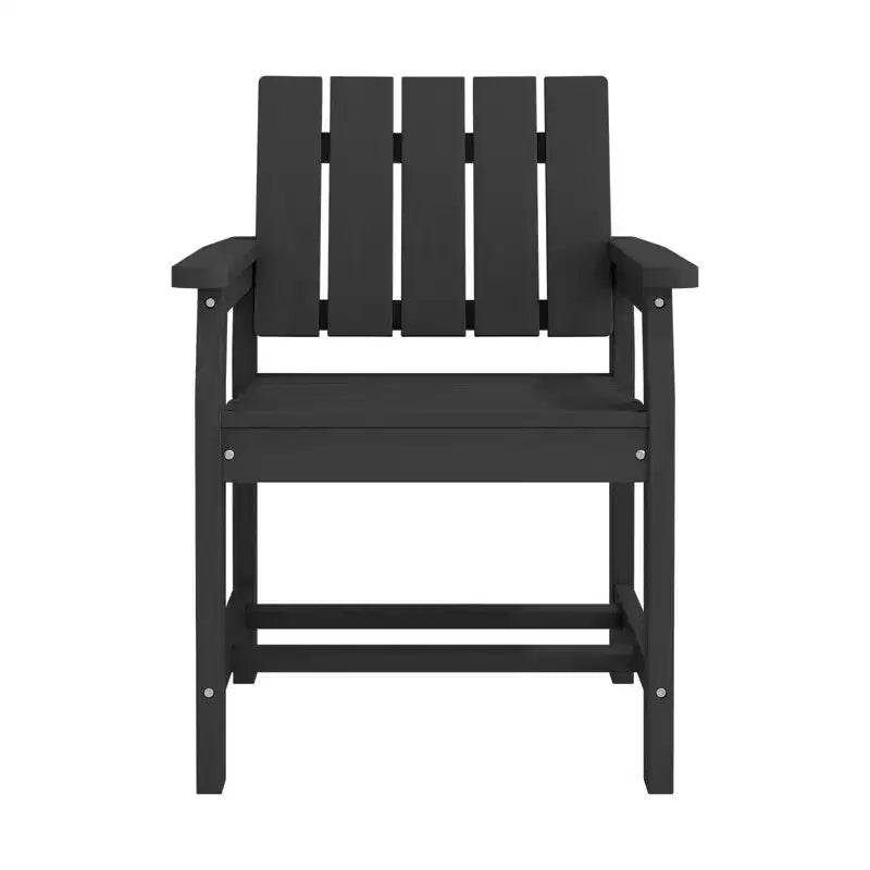 Fauteuil de salle à manger d'extérieur moderne Hyleory en PEHD, chaise de patio résistante aux intempéries avec dossier à lattes classique