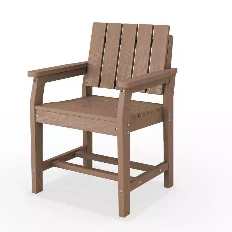 Fauteuil de salle à manger d'extérieur moderne Hyleory en PEHD, chaise de patio résistante aux intempéries avec dossier à lattes classique