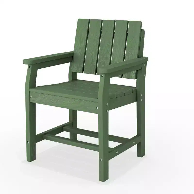 Fauteuil de salle à manger d'extérieur moderne Hyleory en PEHD, chaise de patio résistante aux intempéries avec dossier à lattes classique