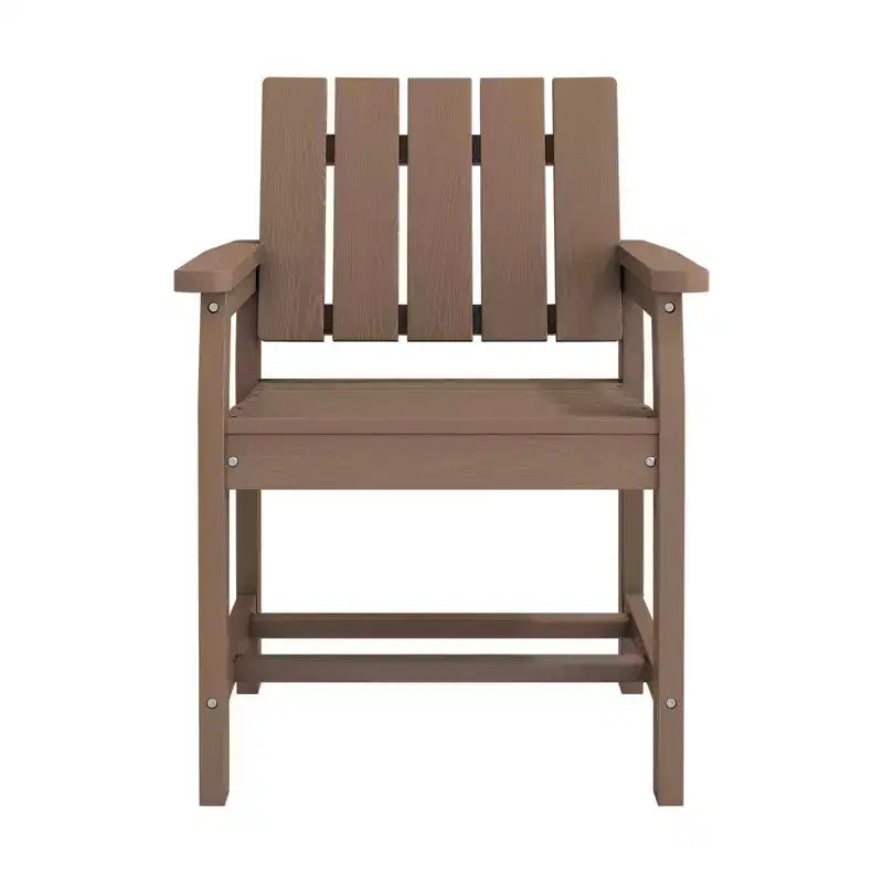 Fauteuil de salle à manger d'extérieur moderne Hyleory en PEHD, chaise de patio résistante aux intempéries avec dossier à lattes classique