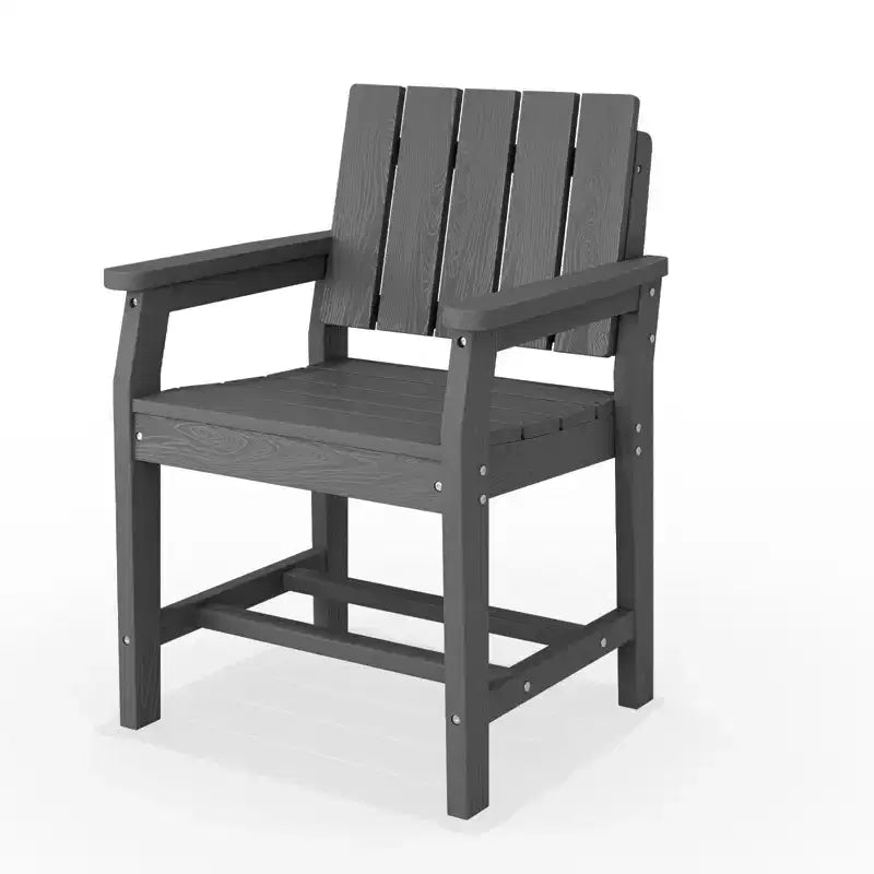 Fauteuil de salle à manger d'extérieur moderne Hyleory en PEHD, chaise de patio résistante aux intempéries avec dossier à lattes classique