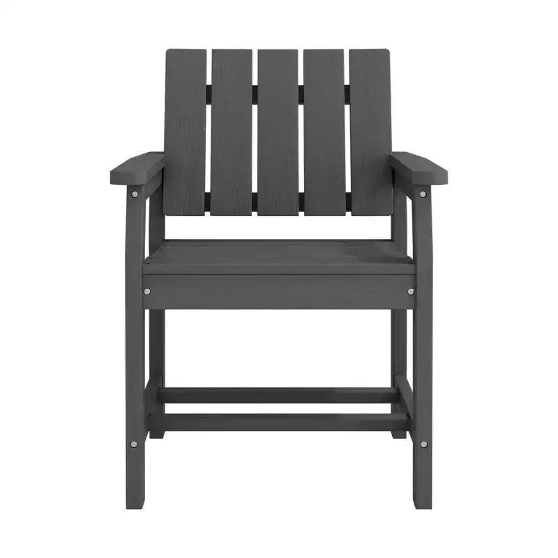 Fauteuil de salle à manger d'extérieur moderne Hyleory en PEHD, chaise de patio résistante aux intempéries avec dossier à lattes classique