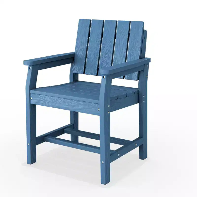 Fauteuil de salle à manger d'extérieur moderne Hyleory en PEHD, chaise de patio résistante aux intempéries avec dossier à lattes classique