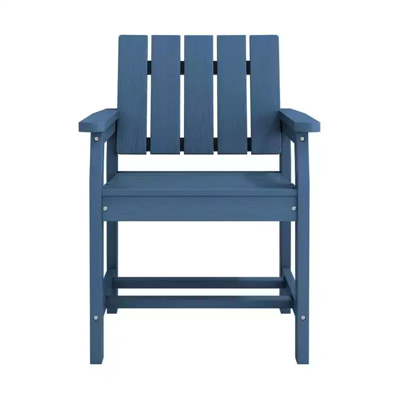 Fauteuil de salle à manger d'extérieur moderne Hyleory en PEHD, chaise de patio résistante aux intempéries avec dossier à lattes classique
