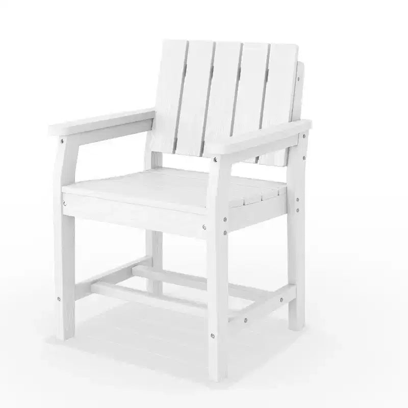 Fauteuil de salle à manger d'extérieur moderne Hyleory en PEHD, chaise de patio résistante aux intempéries avec dossier à lattes classique