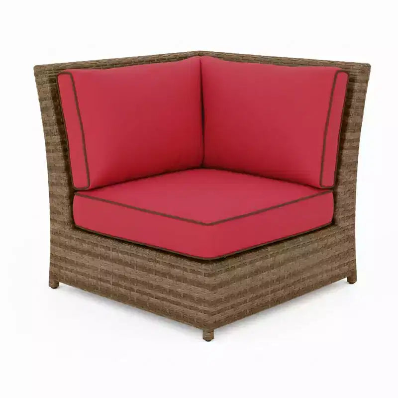 Covers&All Palisades 35.5 in Sectional Corner Chair, Sahara Wicker w / Sunbrella