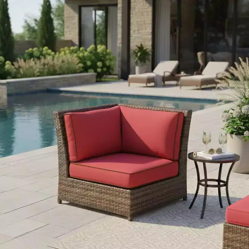 Covers&All Chaise d'angle sectionnelle Palisades 35,5 po, Osier Sahara avec Sunbrella