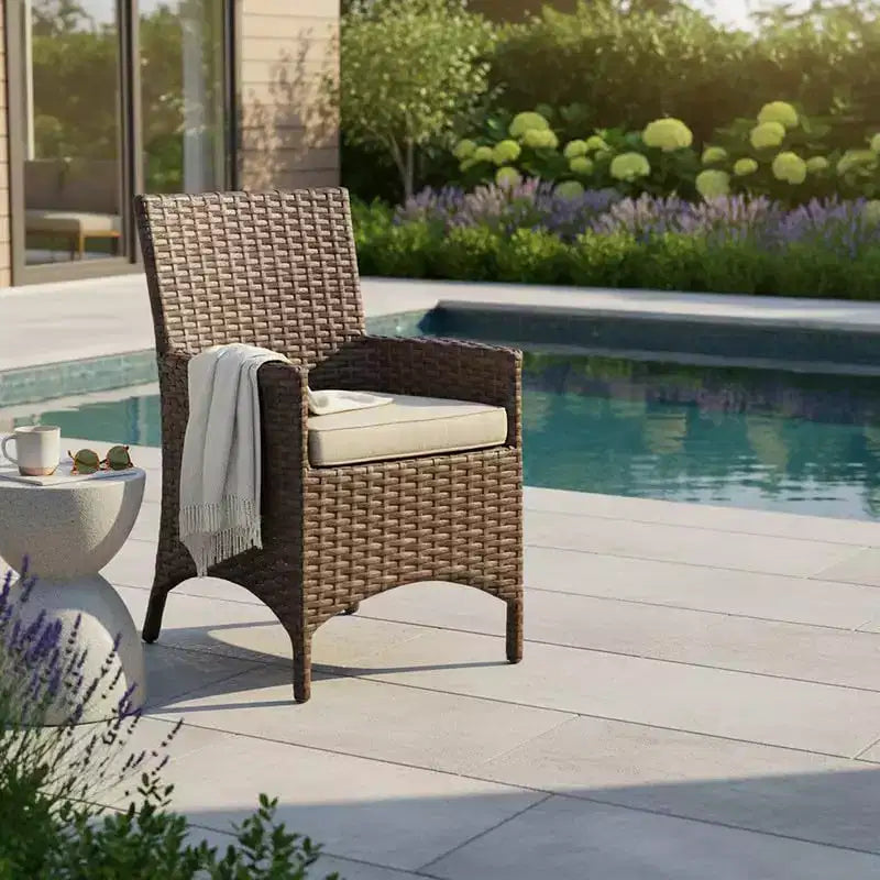 Fauteuil de salle à manger universel 24 po L Covers&All, osier Aspen avec coussins Sunbrella