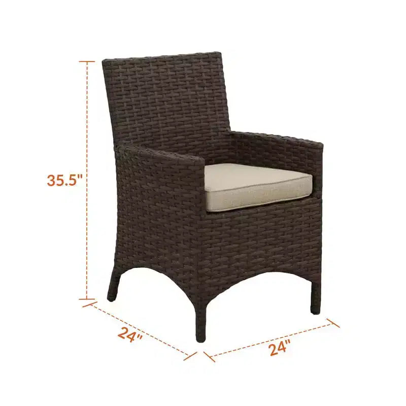 Fauteuil de salle à manger universel 24 po L Covers&All, osier Aspen avec coussins Sunbrella