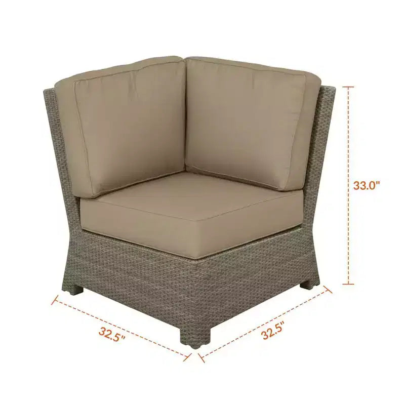 Housse&Tout Fauteuil d'angle sectionnel Cabo 32,5 po, osier en saule avec coussin Sunbrella